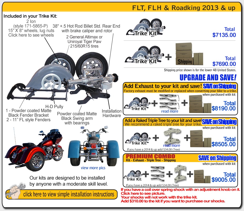 roadking 2009- up trike kit contents and pricing frankenstein trikes